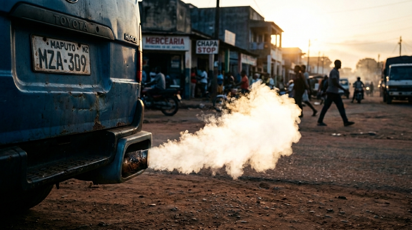 Car exhaust pipe billowing smoke
