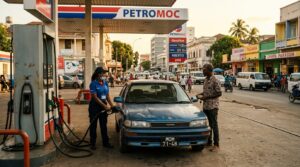 Car refueling at gas station