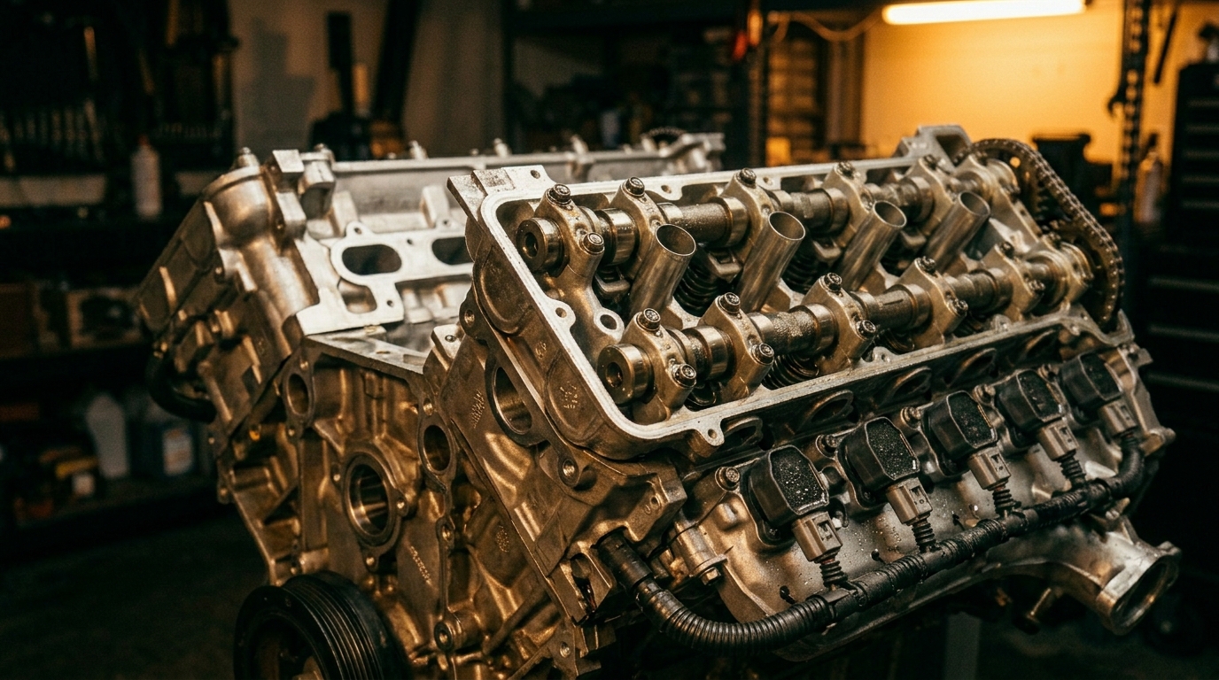 Engine block with polished camsh…