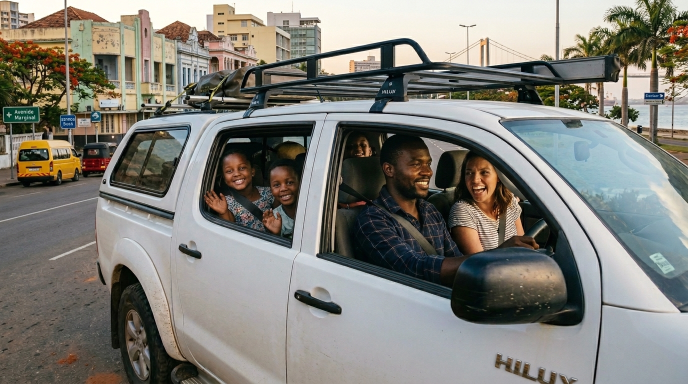 Hillux with family inside