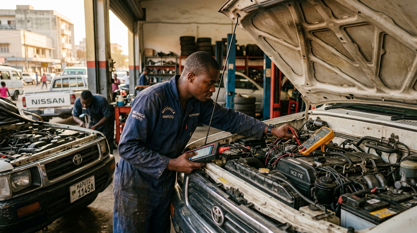 Man working on car
