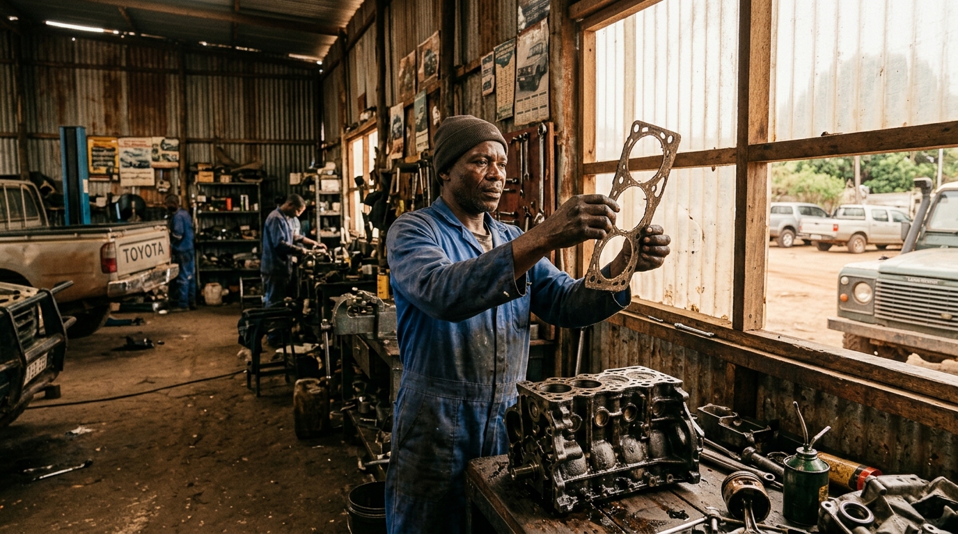 Mechanic holding cylinder head g…