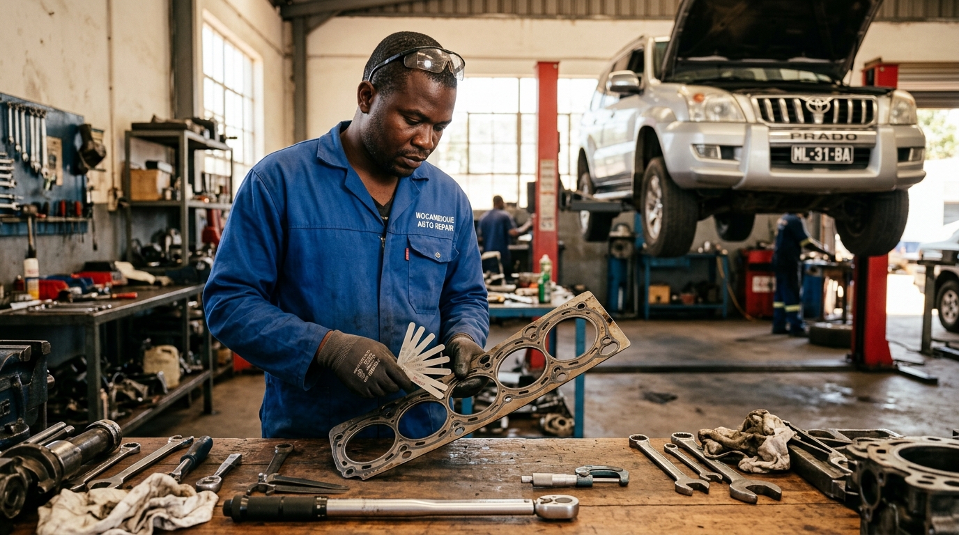 Mechanic inspecting cylinder hea…