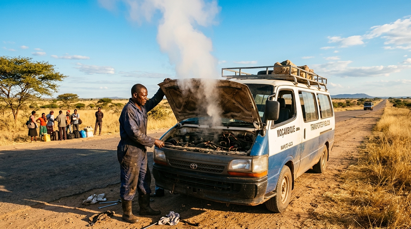 Mechanic opens steaming car hood