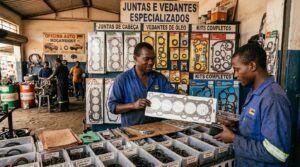Mechanic replacing car head gasket