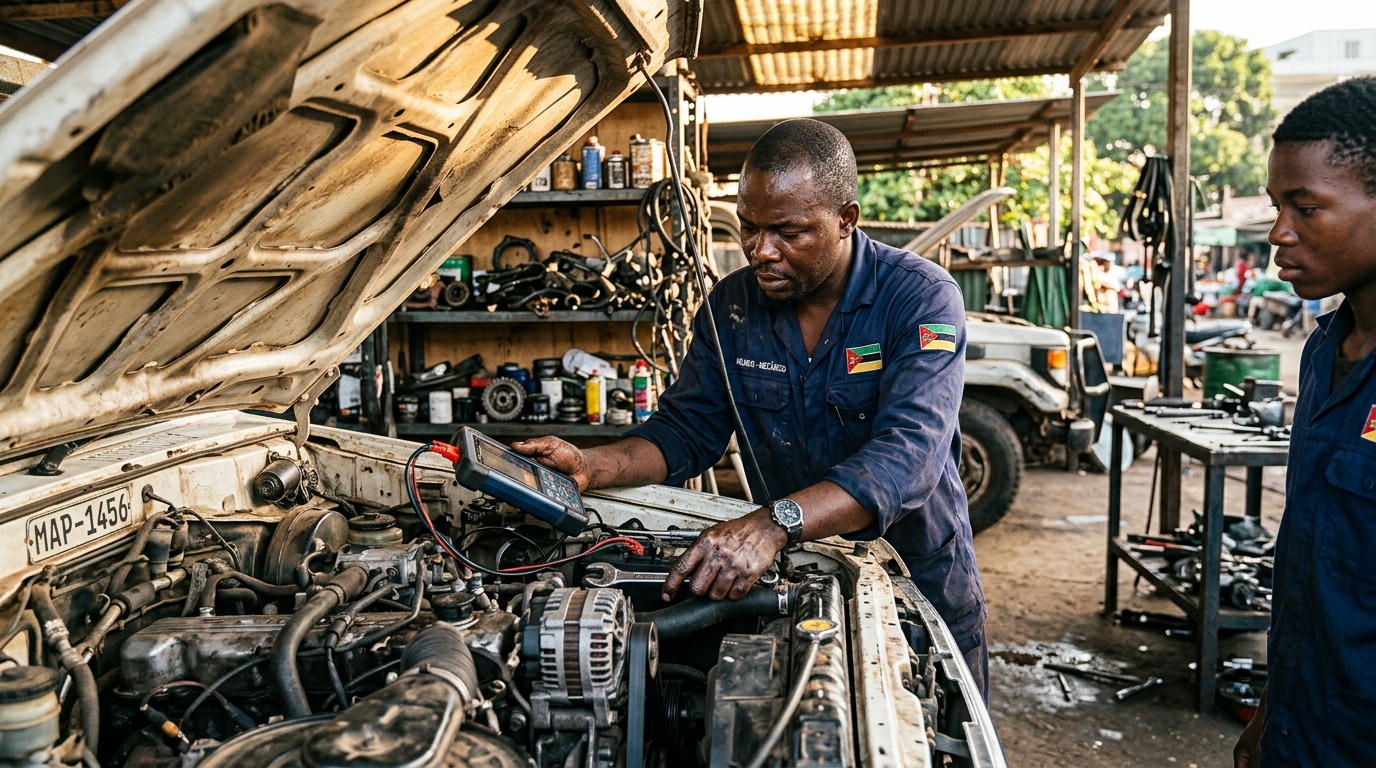 Mechanic working on Toyota Land