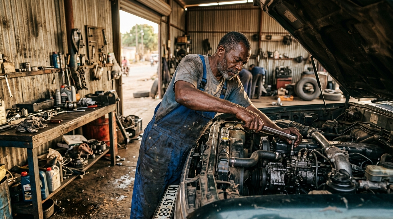 Mechanic working on Toyota engine