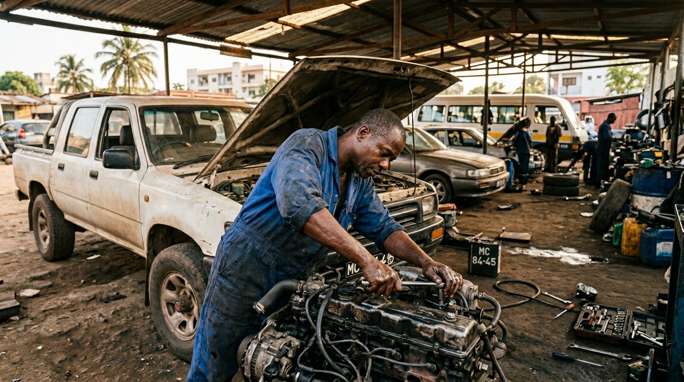 Mechanic working on Toyota engine