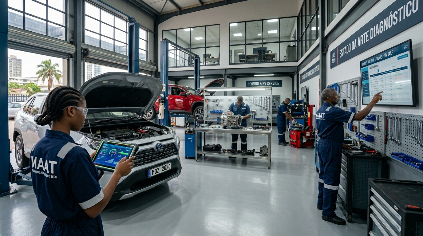 Mechanics working in workshop