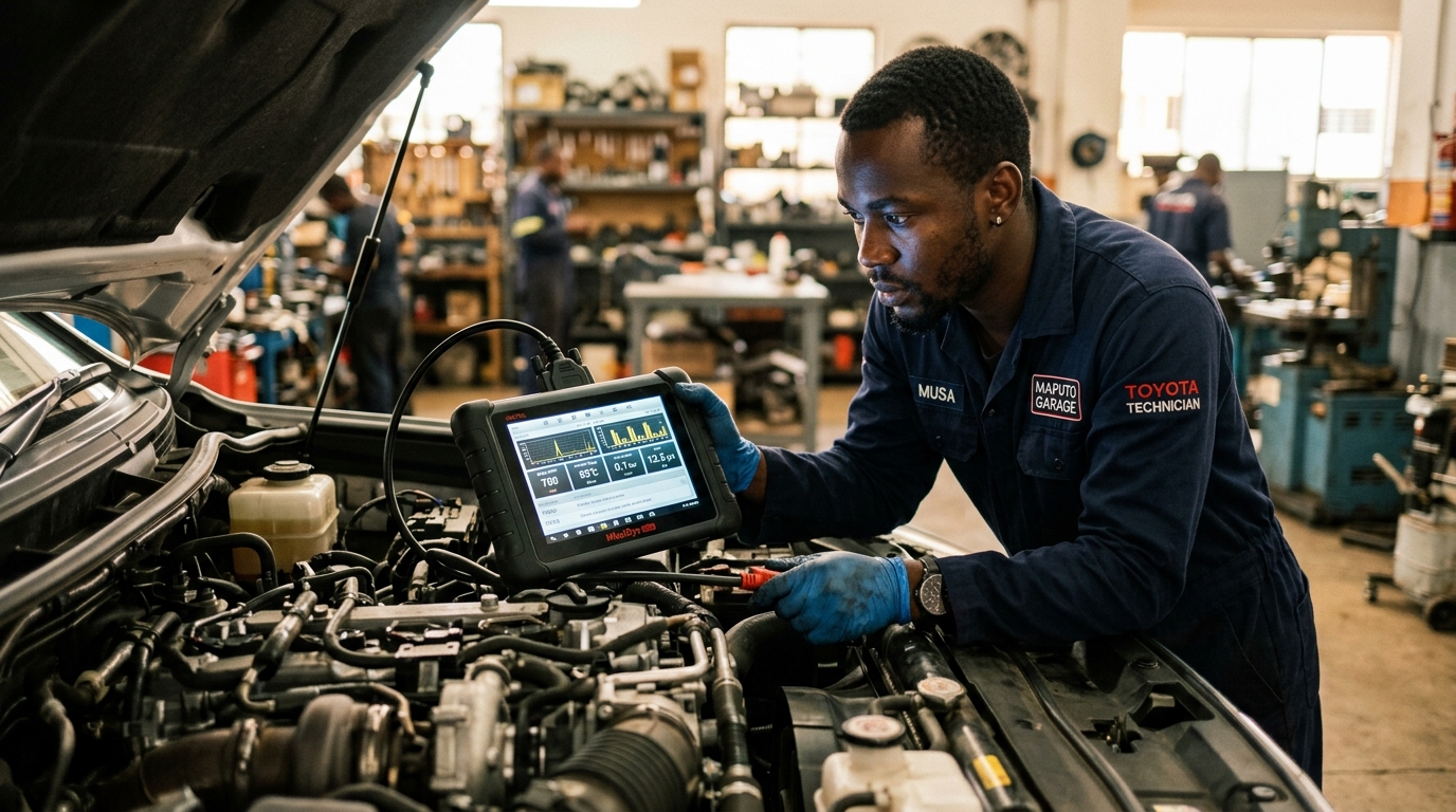 Technician connecting diagnostic…