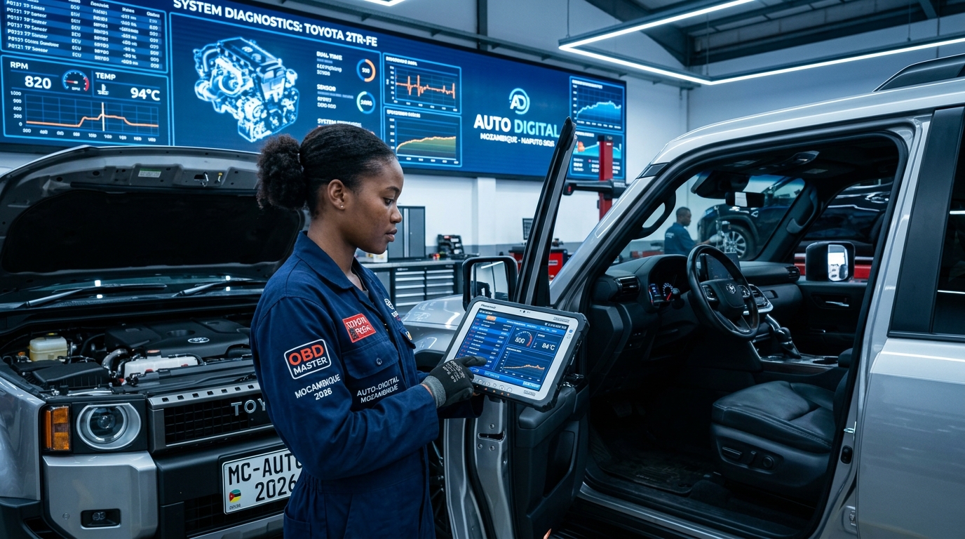 Technician using diagnostic tabl…