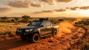 Toyota Hilux driving on road