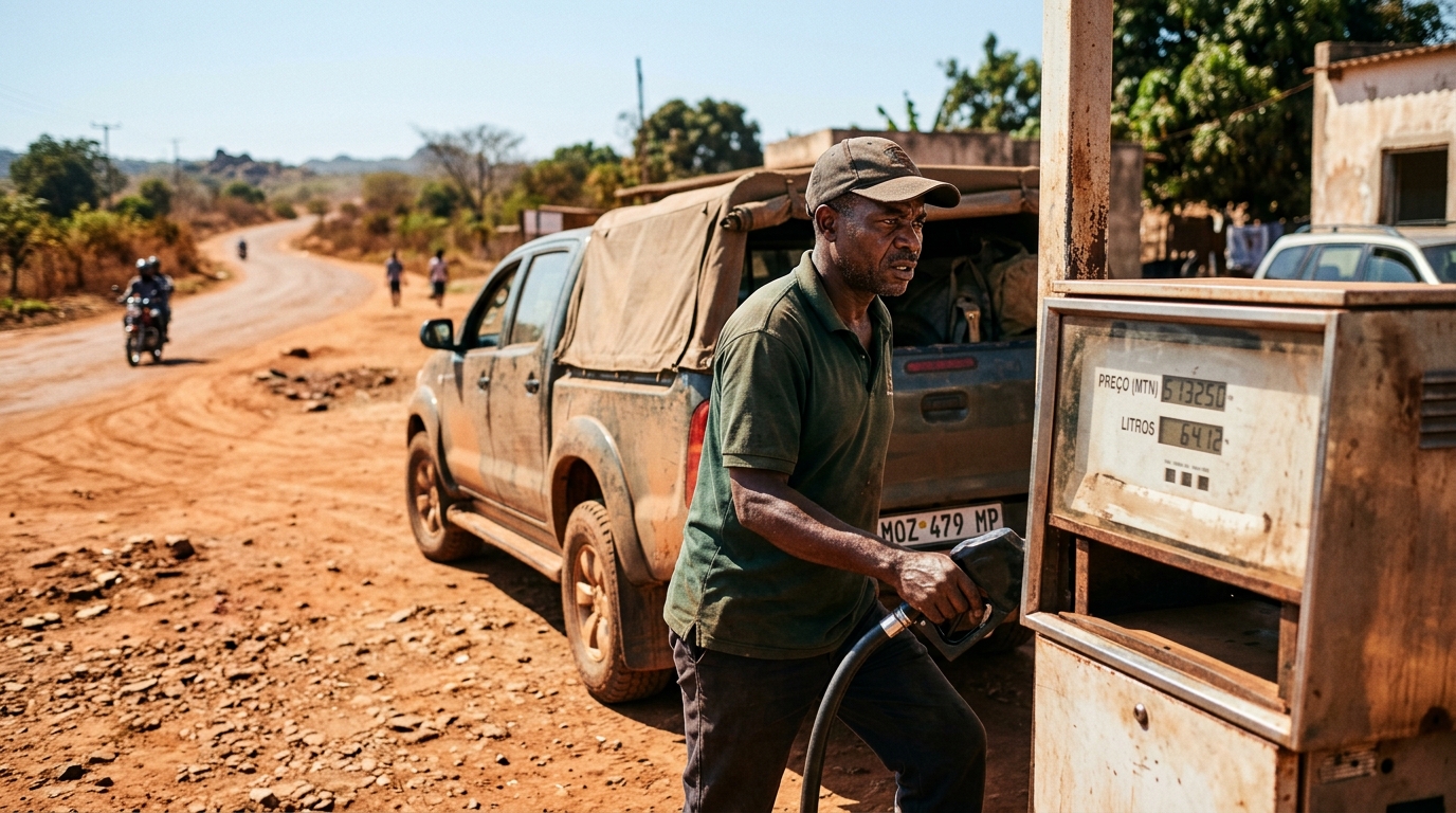 African driver refueling dusty T…