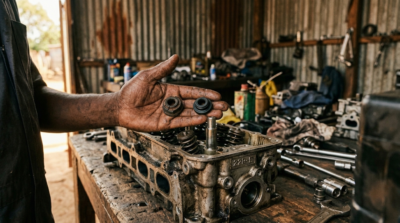 Mechanic's hands holding valve s…