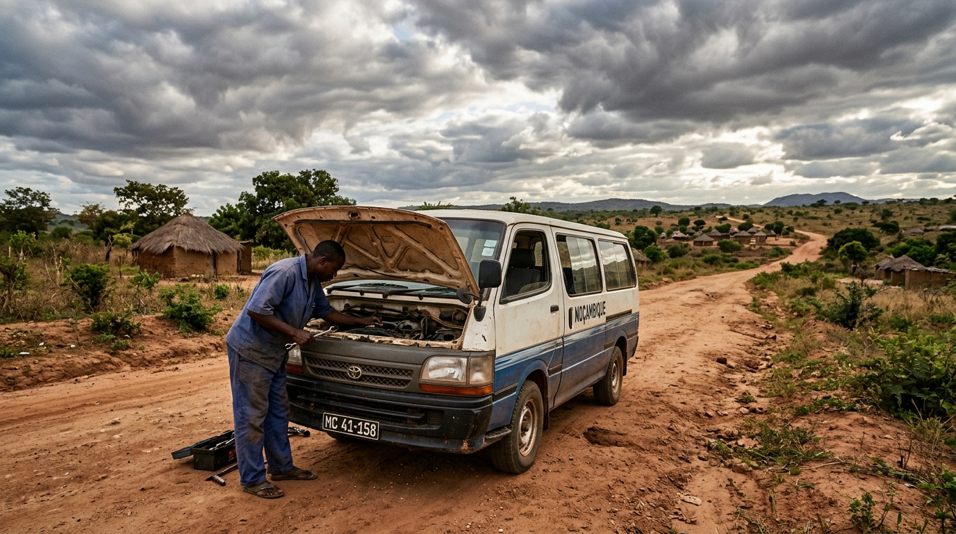 Toyota Hiace on dirt road