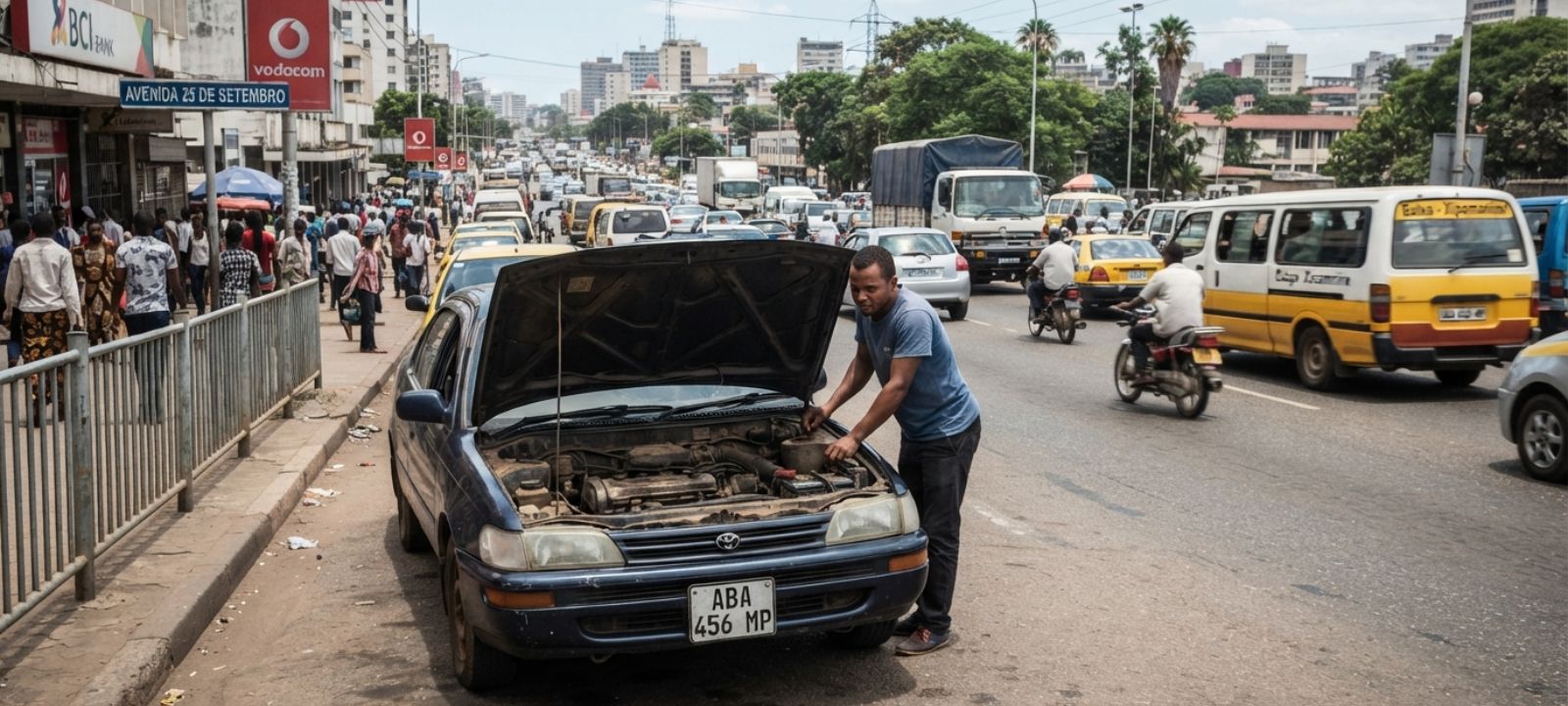 Entenda por que o seu carro aquece no trânsito de Maputo, desde as filas do engarrafamento às falhas no eletroventilador